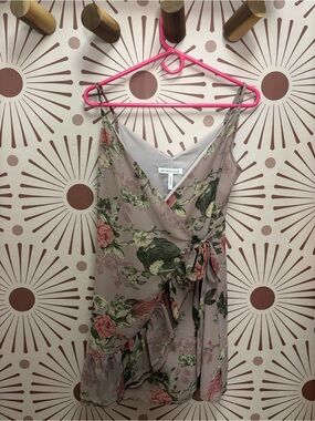 BCBGeneration Blush Floral Wrap Mini Dress